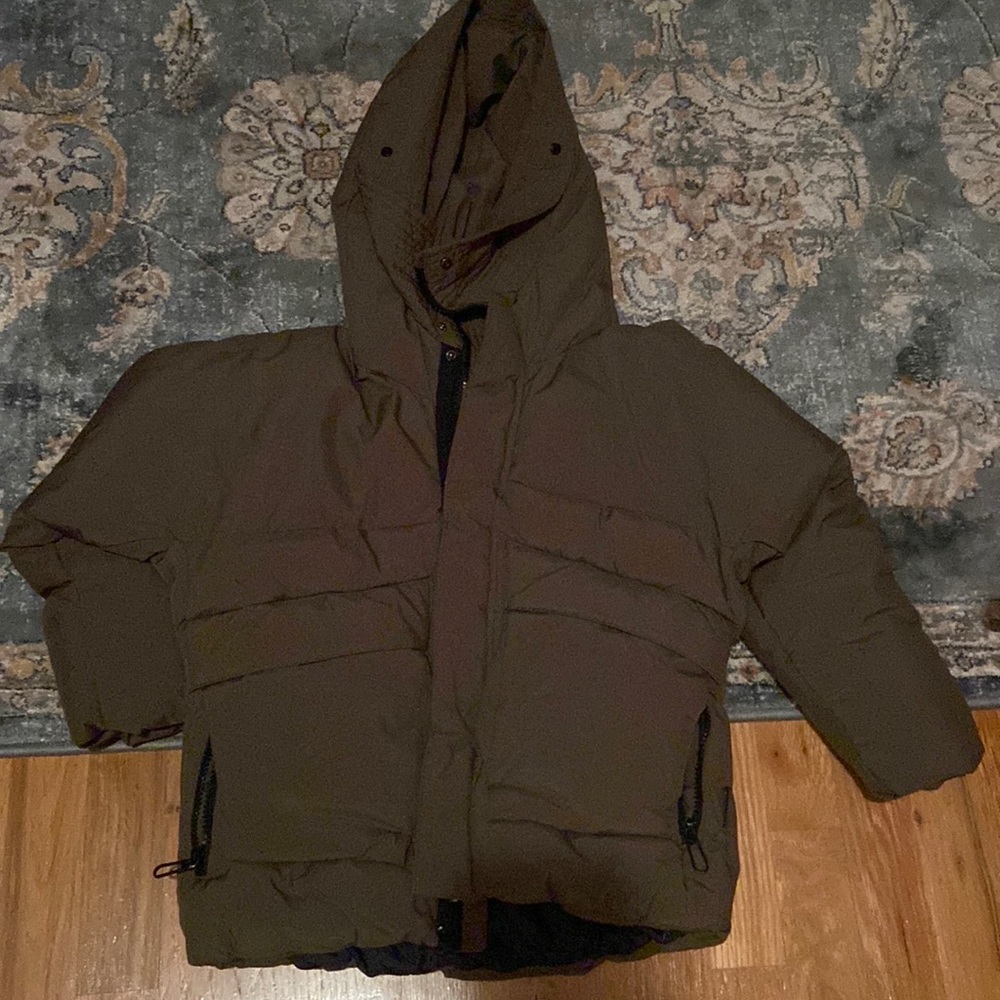 Zara boys army green hooded winter coat